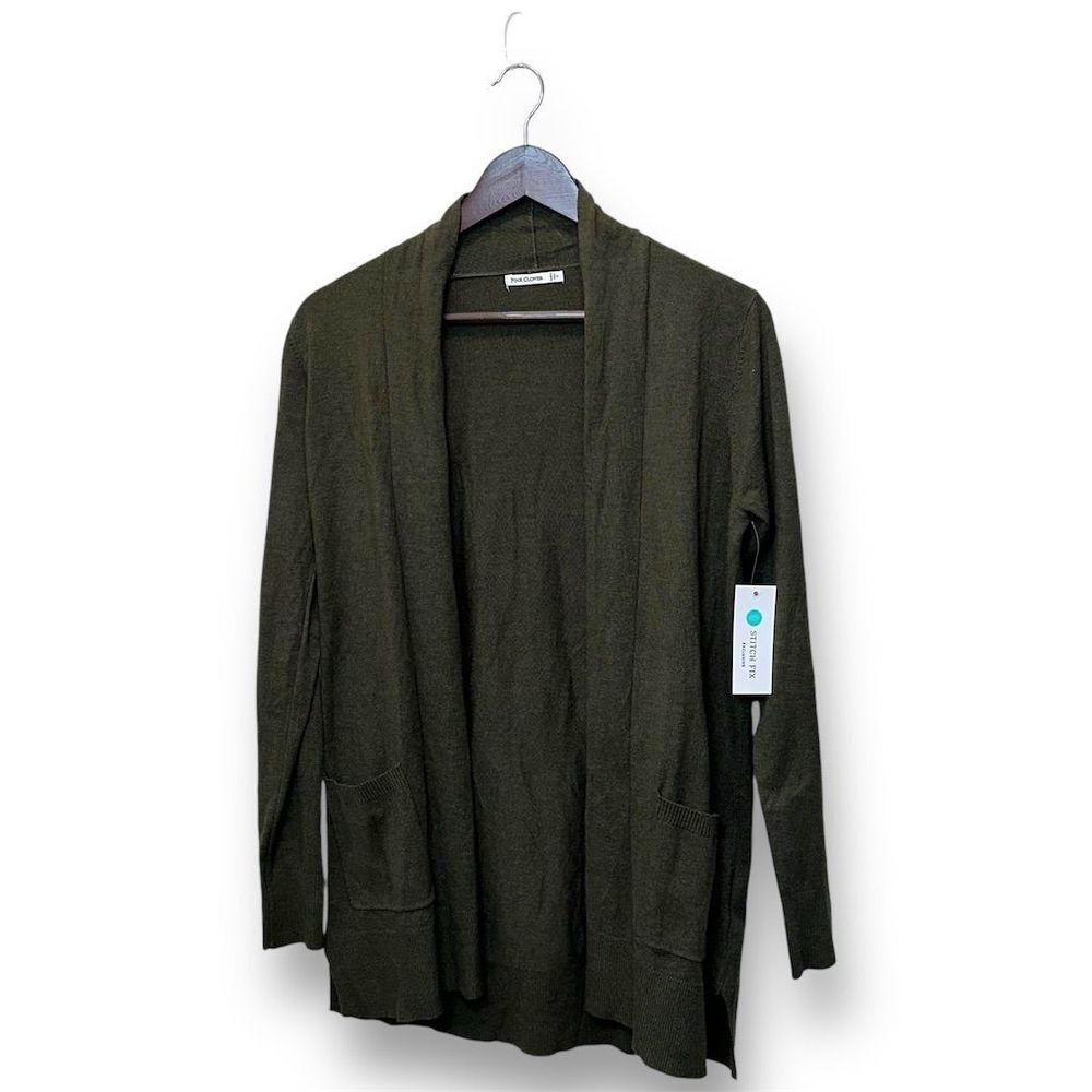 NWT Pink Clover Women's Open Cardigan Green Sz S Casual Relaxed Fit Cottagecore